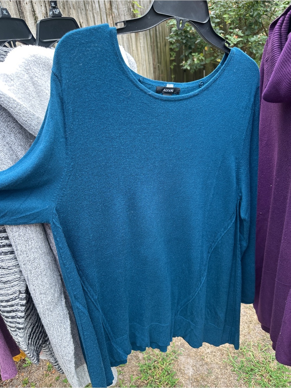 Alfani Teal Scoop Neck Lightweight Knit Sweater